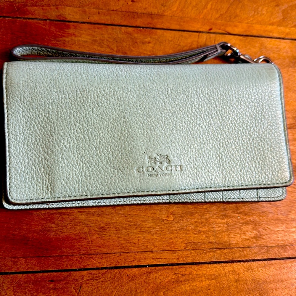 Mint Green Coach Wristlet